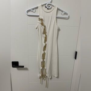 Ivory and gold mini dress